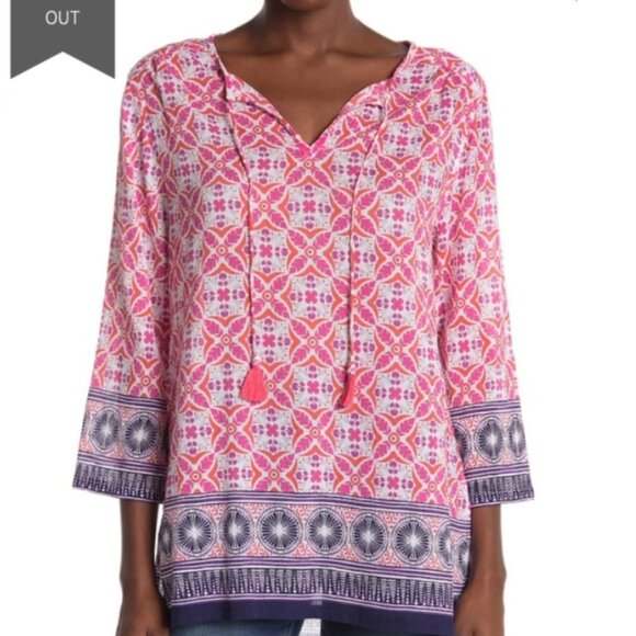 Tommy Bahama Tropical Terraza Tunic Paradise Pink boho top M - Picture 1 of 11